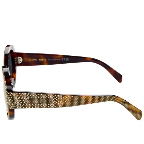 Celine Gold and Brown Embellished Sunglasses